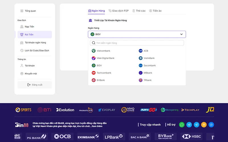 BIN88 13 Giao dịch rút tiền BIN88 không bị trì hoãn như nhiều nhà cái khác