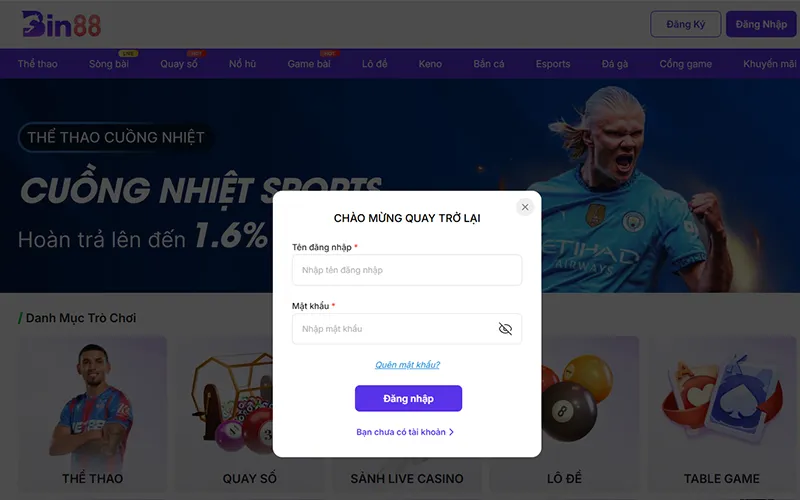 Lỗi đăng ký đăng nhập BIN88 do thông tin không hợp lệ
